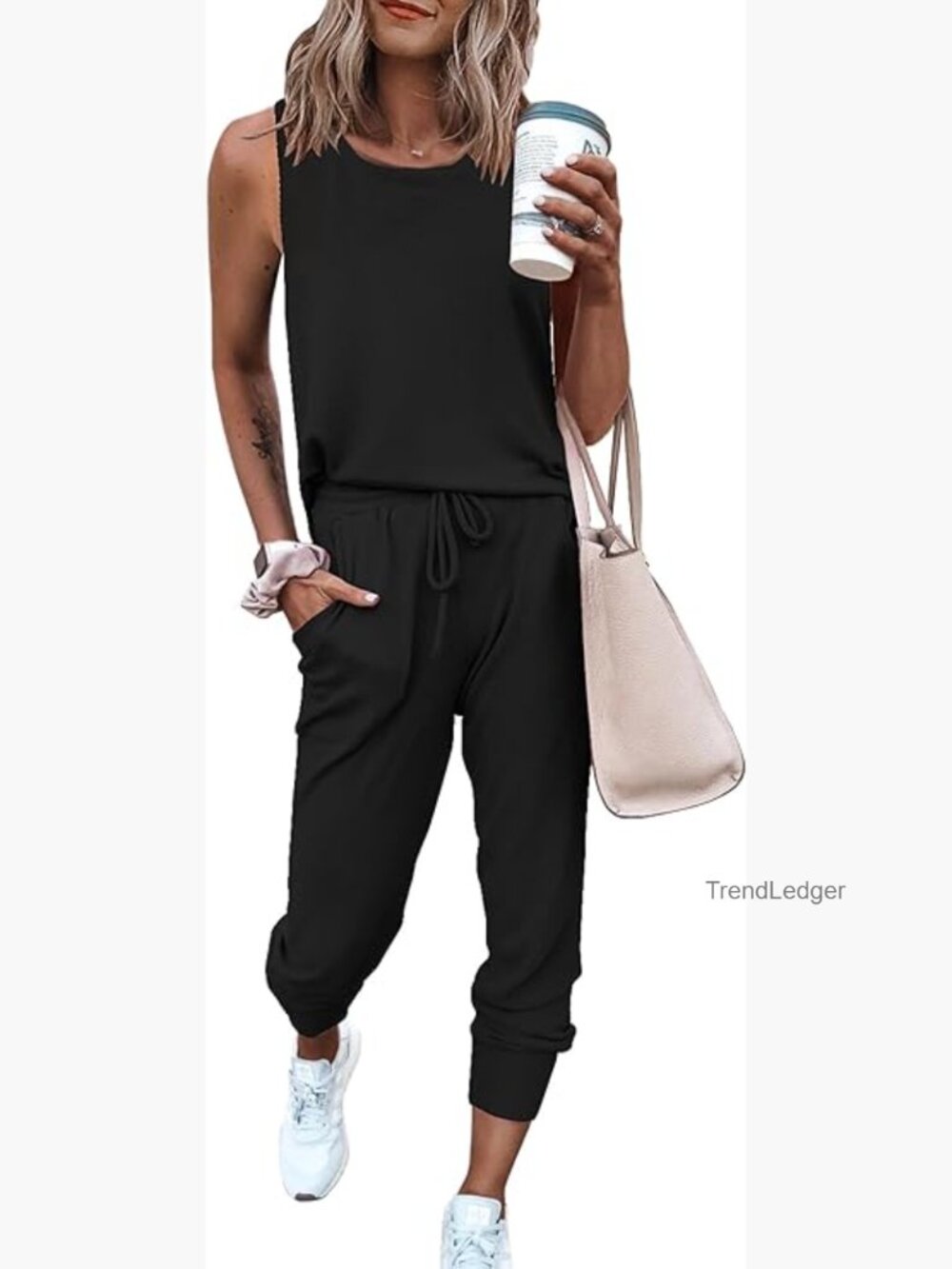 Womens Sleeveless Tank Top and Jogger Lounge Set 2 Piece Sweatsuit
